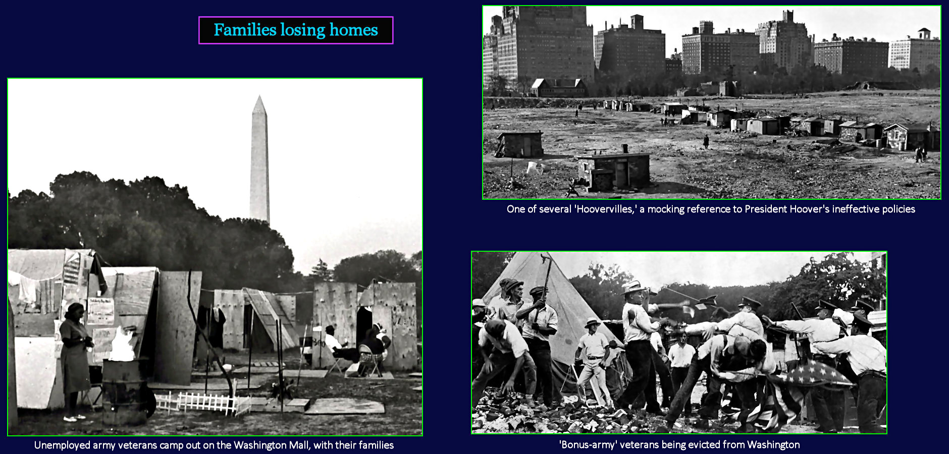 Hoovervilles and the Bonus Army, 1930s
